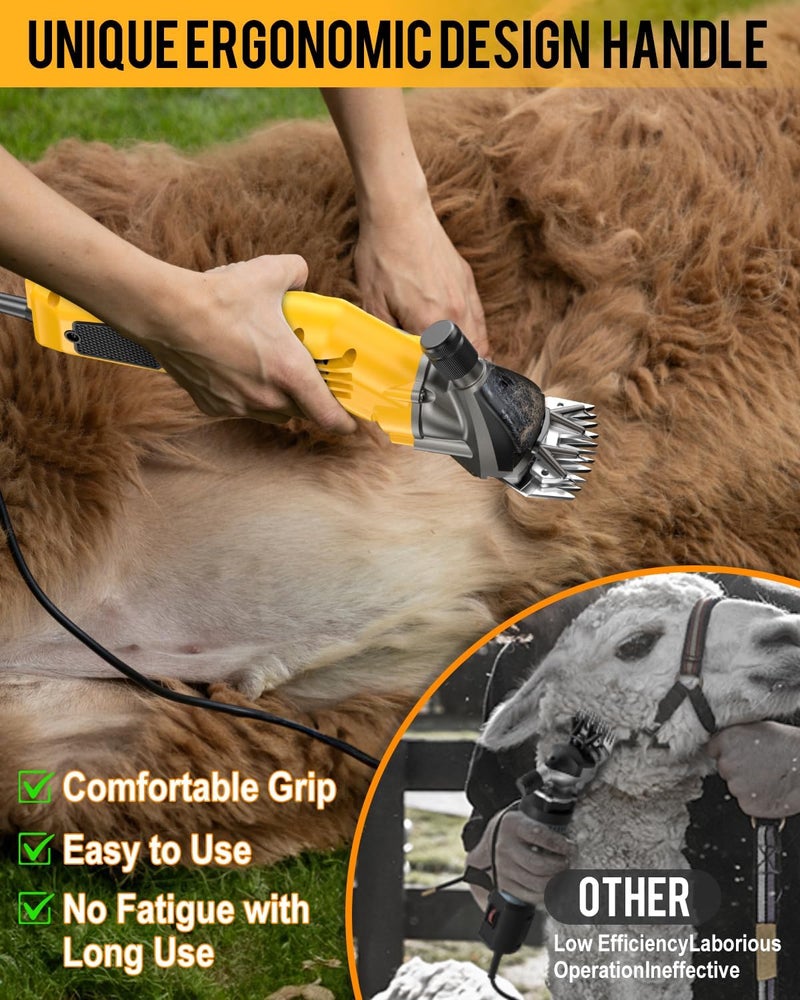 SOARFLY Sheep Shears, 600W Heavy Duty Professional Electric Sheep Clippers, Livestock Haircut for Grooming Sheep Horses Alpacas Goats Thick Animals - Image 4